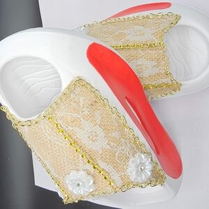 Elegant White and Red Women's Shoes